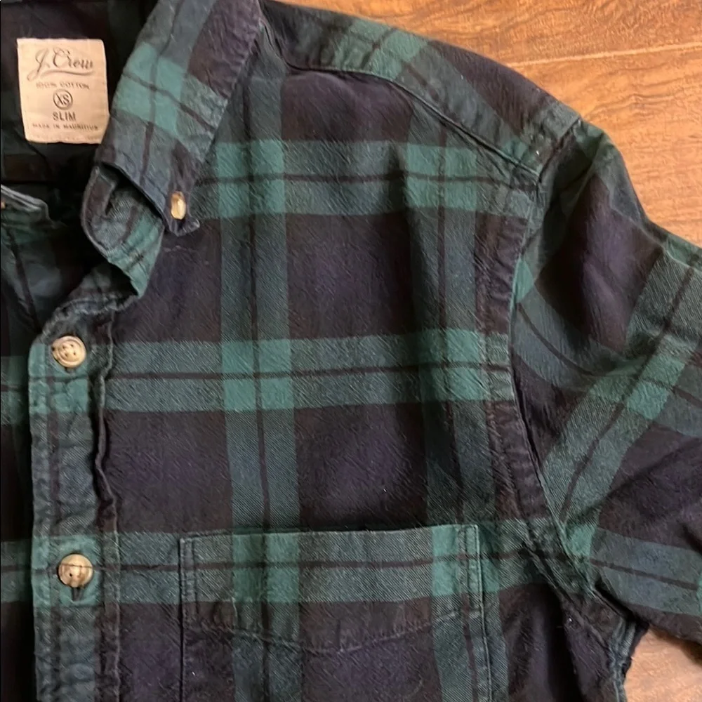 J.Crew Mercantile Men's 100% Cotton Slim Gingham-Plaid Flannel Shirt, Sz. XS.